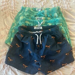 Magic Kids Shorts - Navy with Orange Dinosaur & Teal Patterned Pair size 4,5,7
